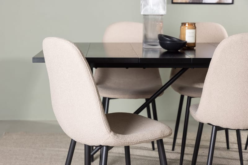 Rektangulär matgrupp Venture Home Beige Svart 6st - Møbler - Bord - Spisegrupper