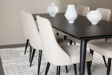 Rektangulär matgrupp Venture Home Beige Svart 6st - Møbler - Bord - Spisegrupper