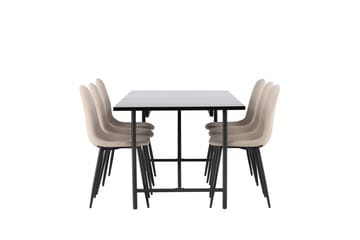 Rektangulär matgrupp Venture Home Beige Svart 6st - Møbler - Bord - Spisegrupper