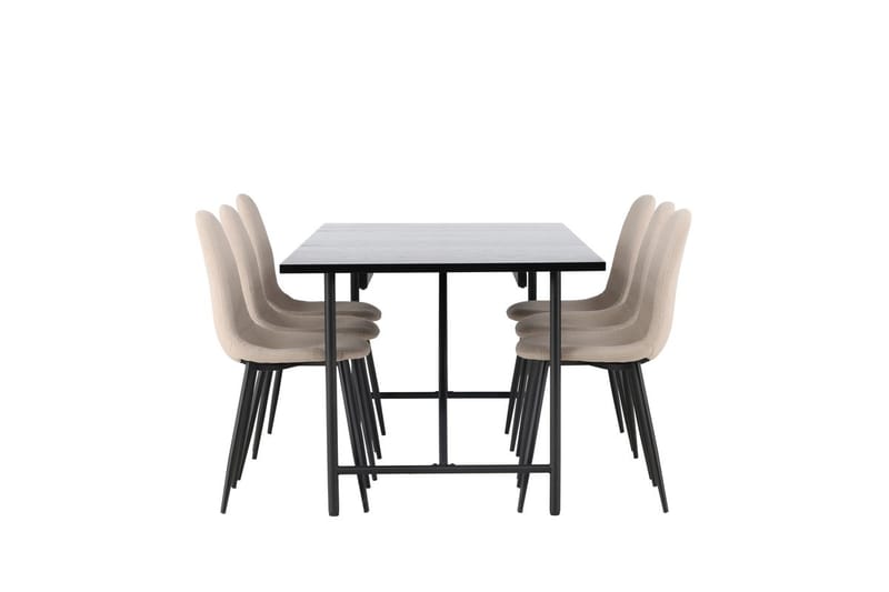 Rektangulär matgrupp Venture Home Beige Svart 6st - Møbler - Bord - Spisegrupper