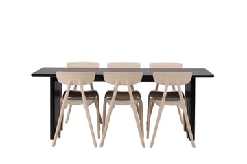 Rektangulär matgrupp Venture Home Beige Svart 6st - Møbler - Bord - Spisegrupper
