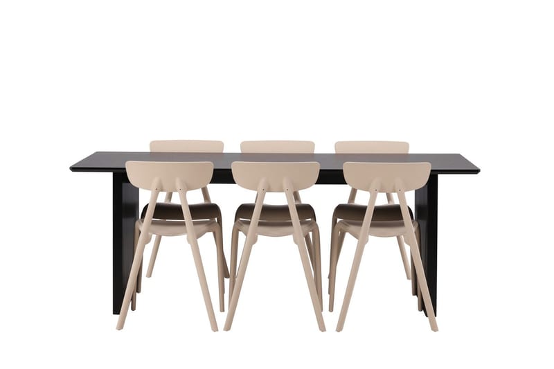 Rektangulär matgrupp Venture Home Beige Svart 6st - Møbler - Bord - Spisegrupper
