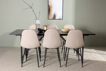 Rektangulär matgrupp Venture Home Beige Svart 6st - Møbler - Bord - Spisegrupper