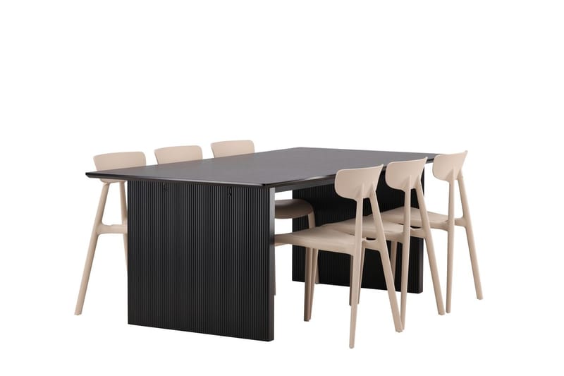 Rektangulär matgrupp Venture Home Beige Svart 6st - Møbler - Bord - Spisegrupper