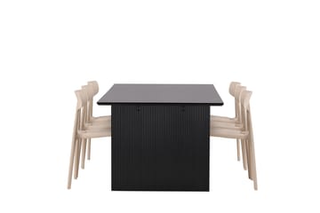 Rektangulär matgrupp Venture Home Beige Svart 6st - Møbler - Bord - Spisegrupper