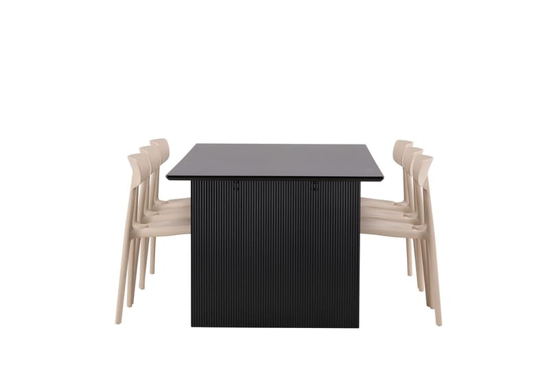 Rektangulär matgrupp Venture Home Beige Svart 6st - Møbler - Bord - Spisegrupper