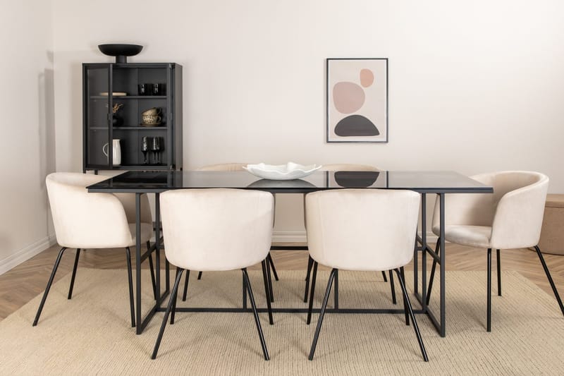 Rektangulär matgrupp Venture Home Beige Svart 6st - Møbler - Bord - Spisegrupper