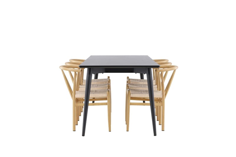 Rektangulär matgrupp Venture Home Beige Svart 6st - Møbler - Bord - Spisegrupper