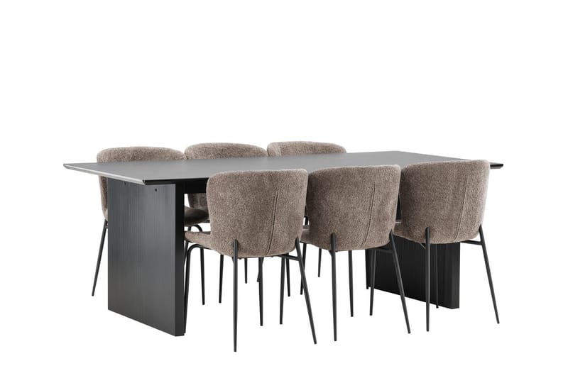 Rektangulär matgrupp Venture Home Beige Svart 6st - Møbler - Bord - Spisegrupper