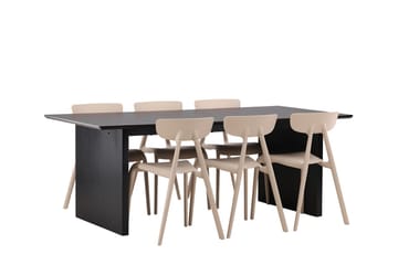 Rektangulär matgrupp Venture Home Beige Svart 6st - Møbler - Bord - Spisegrupper
