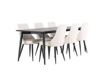 Rektangulär matgrupp Venture Home Beige Svart 6st - Møbler - Bord - Spisegrupper