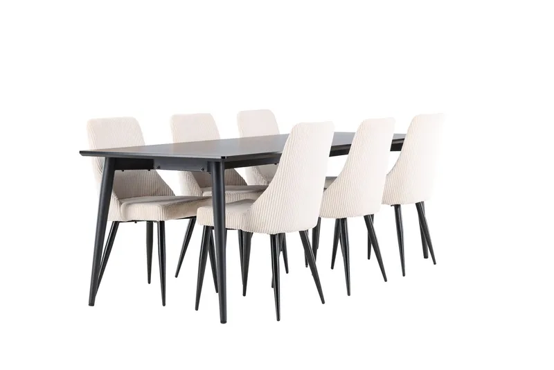 Rektangulär matgrupp Venture Home Beige Svart 6st - Møbler - Bord - Spisegrupper