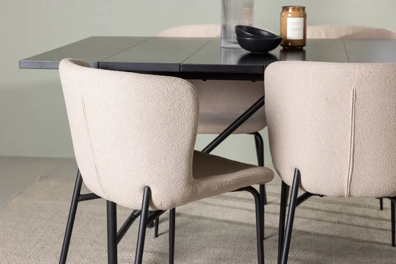 Rektangulär matgrupp Venture Home Beige Svart 6st - Møbler - Bord - Spisegrupper