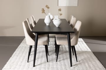 Rektangulär matgrupp Venture Home Beige Svart 6st - Møbler - Bord - Spisegrupper