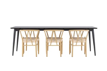 Rektangulär matgrupp Venture Home Beige Svart 6st - Møbler - Bord - Spisegrupper