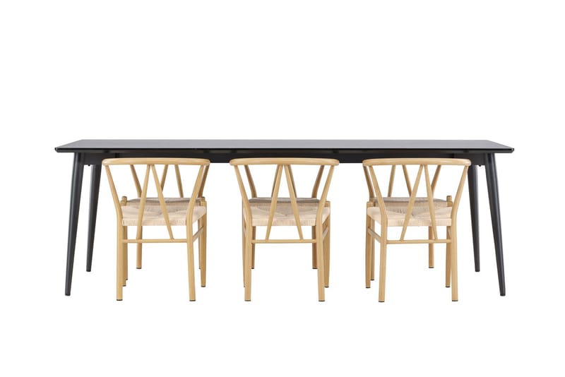Rektangulär matgrupp Venture Home Beige Svart 6st - Møbler - Bord - Spisegrupper