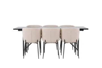 Rektangulär matgrupp Venture Home Beige Svart 6st - Møbler - Bord - Spisegrupper