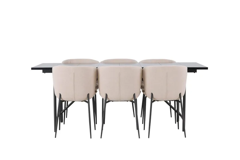 Rektangulär matgrupp Venture Home Beige Svart 6st - Møbler - Bord - Spisegrupper
