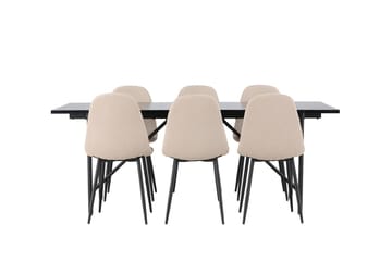 Rektangulär matgrupp Venture Home Beige Svart 6st - Møbler - Bord - Spisegrupper