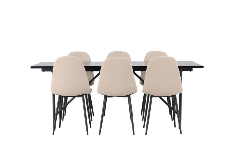 Rektangulär matgrupp Venture Home Beige Svart 6st - Møbler - Bord - Spisegrupper