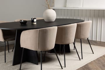 Rektangulär matgrupp Venture Home Beige Svart Linen - Møbler - Bord - Spisegrupper
