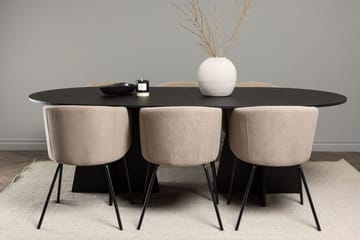 Rektangulär matgrupp Venture Home Beige Svart Linen - Møbler - Bord - Spisegrupper
