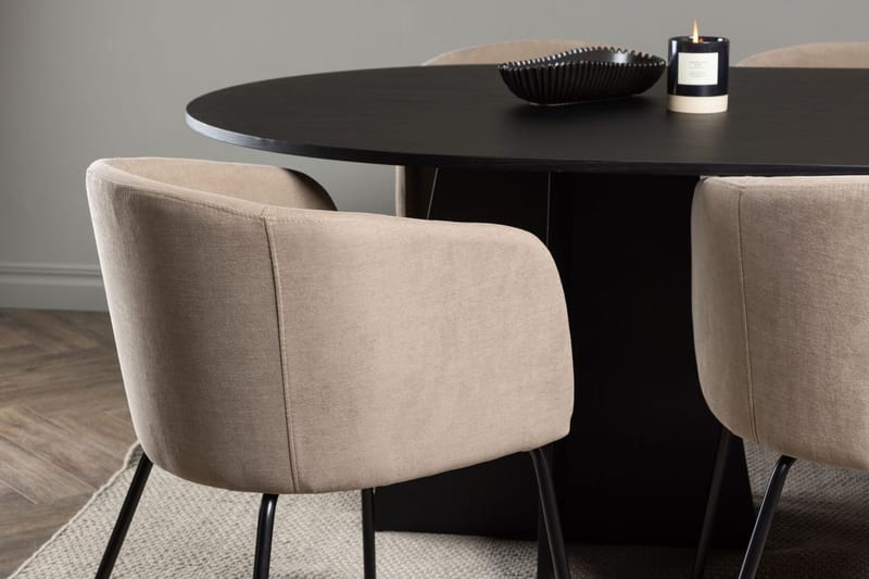 Rektangulär matgrupp Venture Home Beige Svart Linen - Møbler - Bord - Spisegrupper