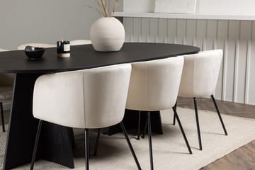 Rektangulär matgrupp Venture Home Beige Svart Sammet - Møbler - Bord - Spisegrupper