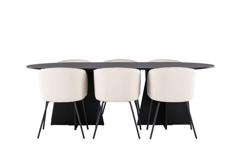 Rektangulär matgrupp Venture Home Beige Svart Sammet - Møbler - Bord - Spisegrupper