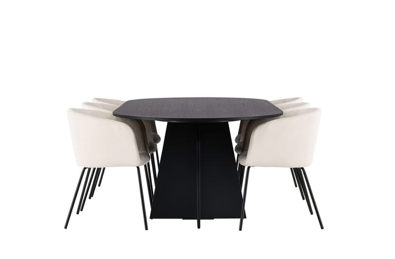 Rektangulär matgrupp Venture Home Beige Svart Sammet - Møbler - Bord - Spisegrupper