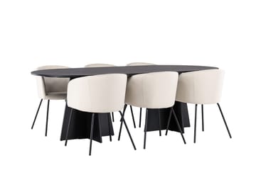 Rektangulär matgrupp Venture Home Beige Svart Sammet - Møbler - Bord - Spisegrupper