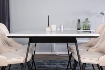Rektangulär matgrupp Venture Home Beige Svart Svart - Møbler - Bord - Spisegrupper
