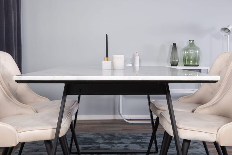 Rektangulär matgrupp Venture Home Beige Svart Svart - Møbler - Bord - Spisegrupper