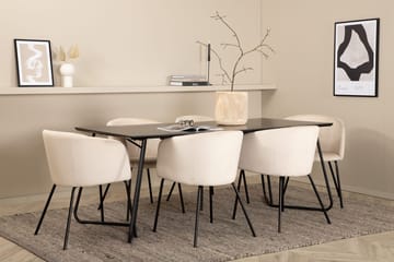 Rektangulär matgrupp Venture Home Beige Svart - Møbler - Bord - Spisegrupper