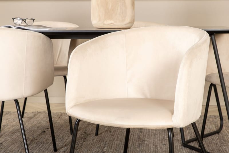 Rektangulär matgrupp Venture Home Beige Svart - Møbler - Bord - Spisegrupper