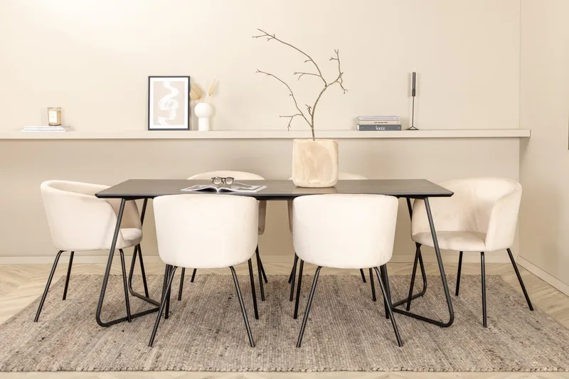 Rektangulär matgrupp Venture Home Beige Svart
