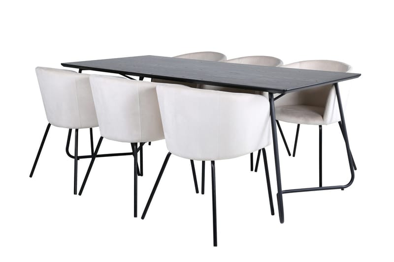 Rektangulär matgrupp Venture Home Beige Svart - Møbler - Bord - Spisegrupper