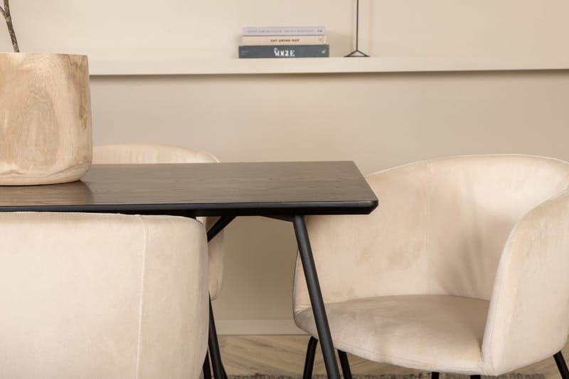 Rektangulär matgrupp Venture Home Beige Svart - Møbler - Bord - Spisegrupper