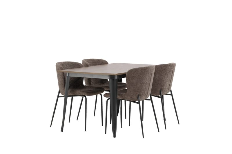 Rektangulär matgrupp Venture Home Beige Valnöt 4st - Møbler - Bord - Spisegrupper