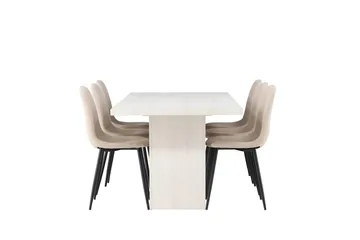 Rektangulär matgrupp Venture Home Beige Vit 6st - Møbler - Bord - Spisegrupper