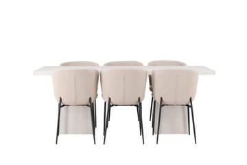 Rektangulär matgrupp Venture Home Beige Vit 6st - Møbler - Bord - Spisegrupper