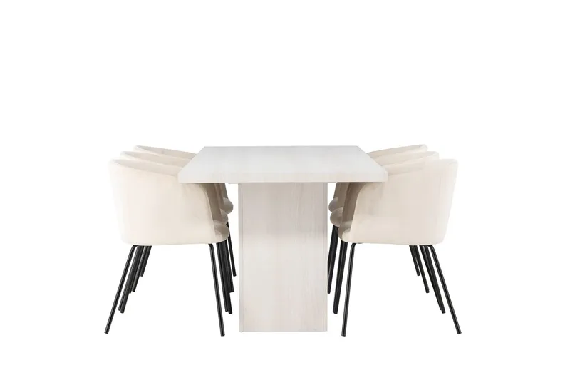 Rektangulär matgrupp Venture Home Beige Vit 6st - Møbler - Bord - Spisegrupper