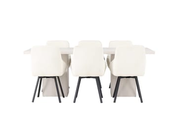 Rektangulär matgrupp Venture Home Beige Vit 6st - Møbler - Bord - Spisegrupper