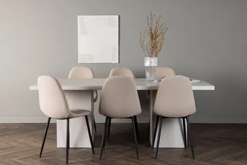 Rektangulär matgrupp Venture Home Beige Vit 6st - Møbler - Bord - Spisegrupper