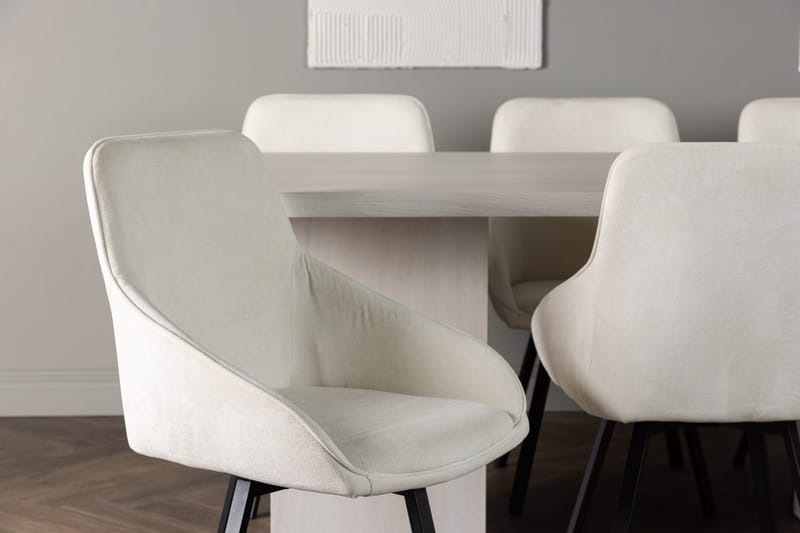 Rektangulär matgrupp Venture Home Beige Vit 6st - Møbler - Bord - Spisegrupper