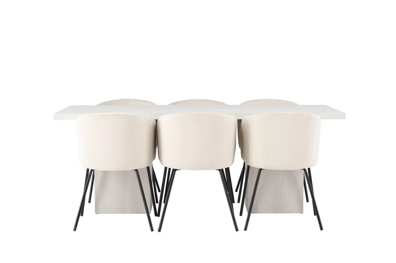 Rektangulär matgrupp Venture Home Beige Vit 6st - Møbler - Bord - Spisegrupper
