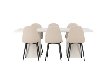 Rektangulär matgrupp Venture Home Beige Vit 6st - Møbler - Bord - Spisegrupper