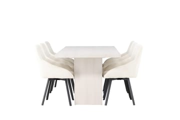 Rektangulär matgrupp Venture Home Beige Vit 6st - Møbler - Bord - Spisegrupper