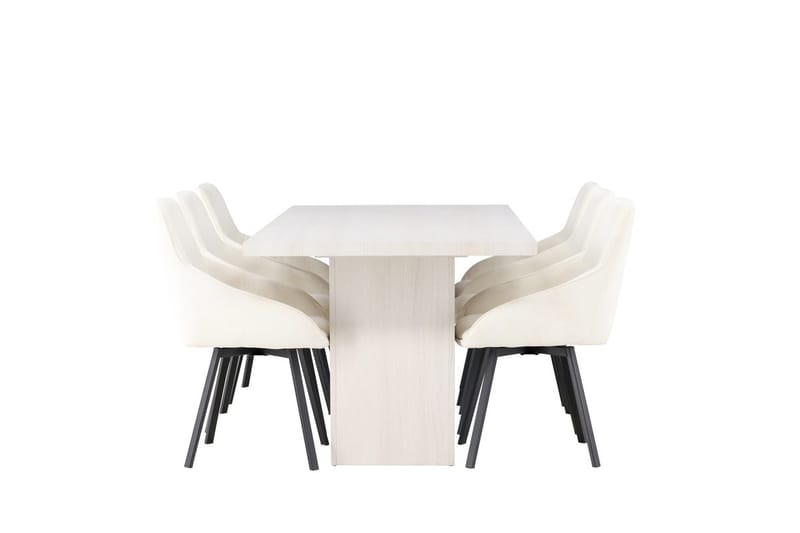 Rektangulär matgrupp Venture Home Beige Vit 6st - Møbler - Bord - Spisegrupper