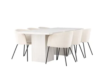 Rektangulär matgrupp Venture Home Beige Vit 6st - Møbler - Bord - Spisegrupper